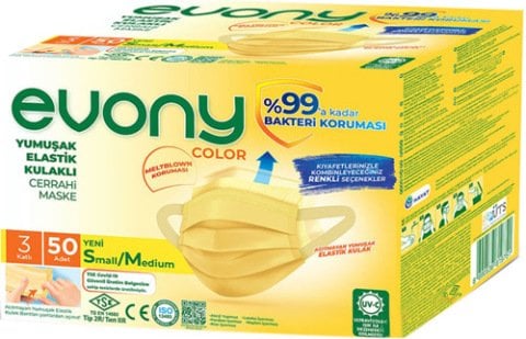 KORUYUCU 50Lİ EVONY MASKE 3KATLI SARI 1*40