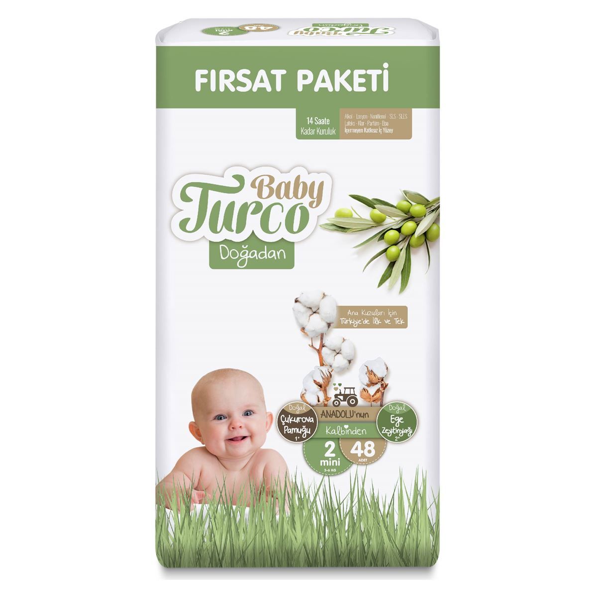 BABY TURCO DOĞADAN FIRSAT 2MİNİ 3-6KG 48'Lİ 1*6