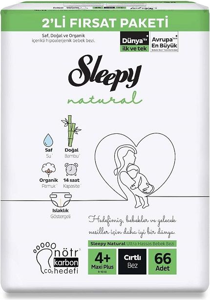 SLEEPY B.FIRSAT 2'Lİ NATURAL 4+MAXİ PLUS 7-14KG 66'Lİ CIRTLI 1*3