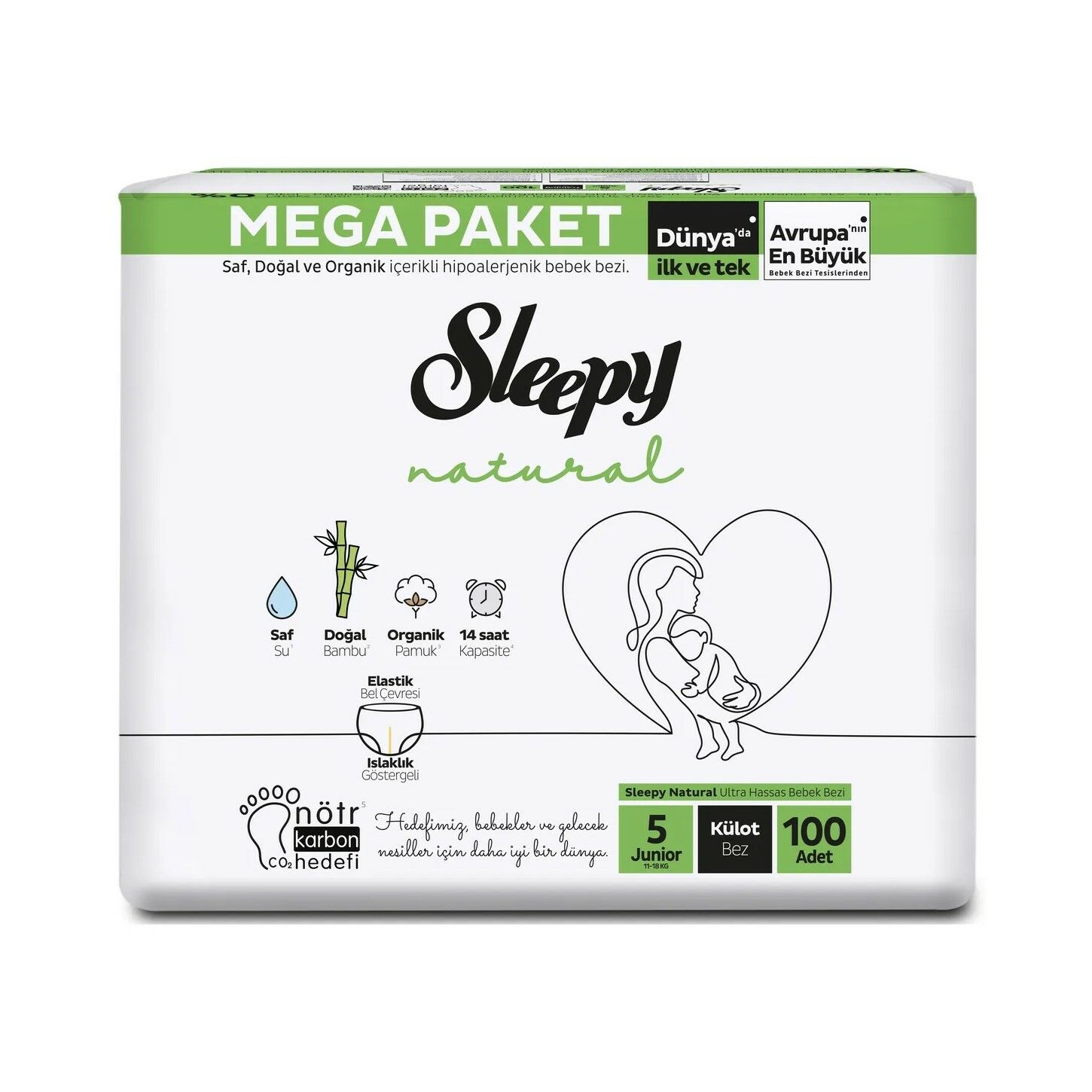 SLEEPY B.KÜLOT BEZ NAT.MEGA 5JUNİOR 100'LÜ 11-18KG 1*3