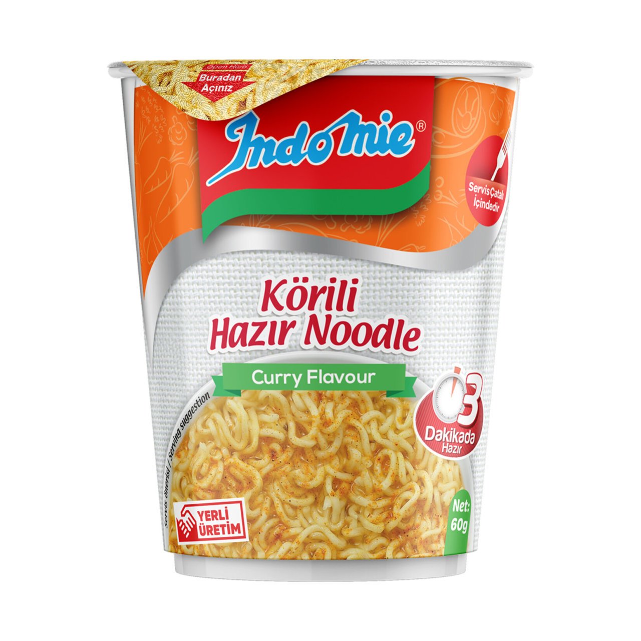 İNDO MİE NOODLE BARDAK KÖRİ ÇEŞNİLİ 60G 1*24