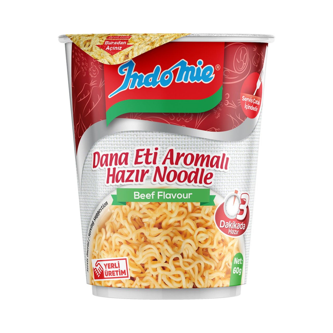 İNDO MİE NOODLE BARDAK DANA ETİ ÇEŞNİLİ 60G 1*24