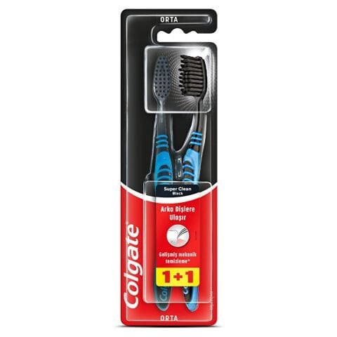 COLGATE DİŞ FIRÇASI SUPER CLEAN 1+1 SİYAH ORTA 1*12