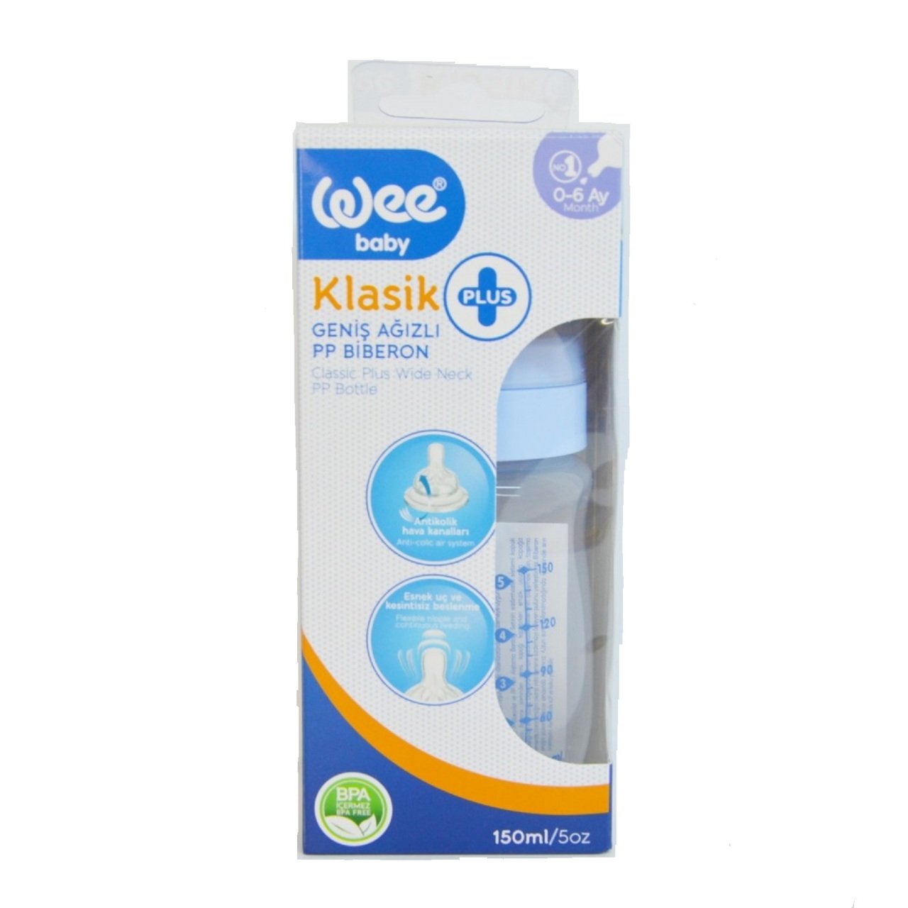 WEE BİBERON 135 GENİŞ 150ML KLASİK PP 1*12