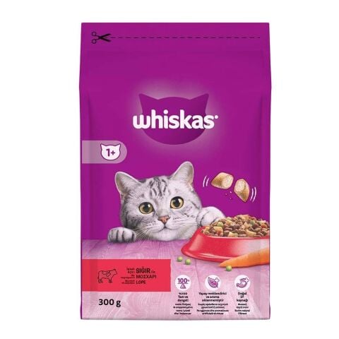 KEDİ M.WHİSKAS 300GR SIĞIR ETLİ POŞET YETİŞKİN 1*14