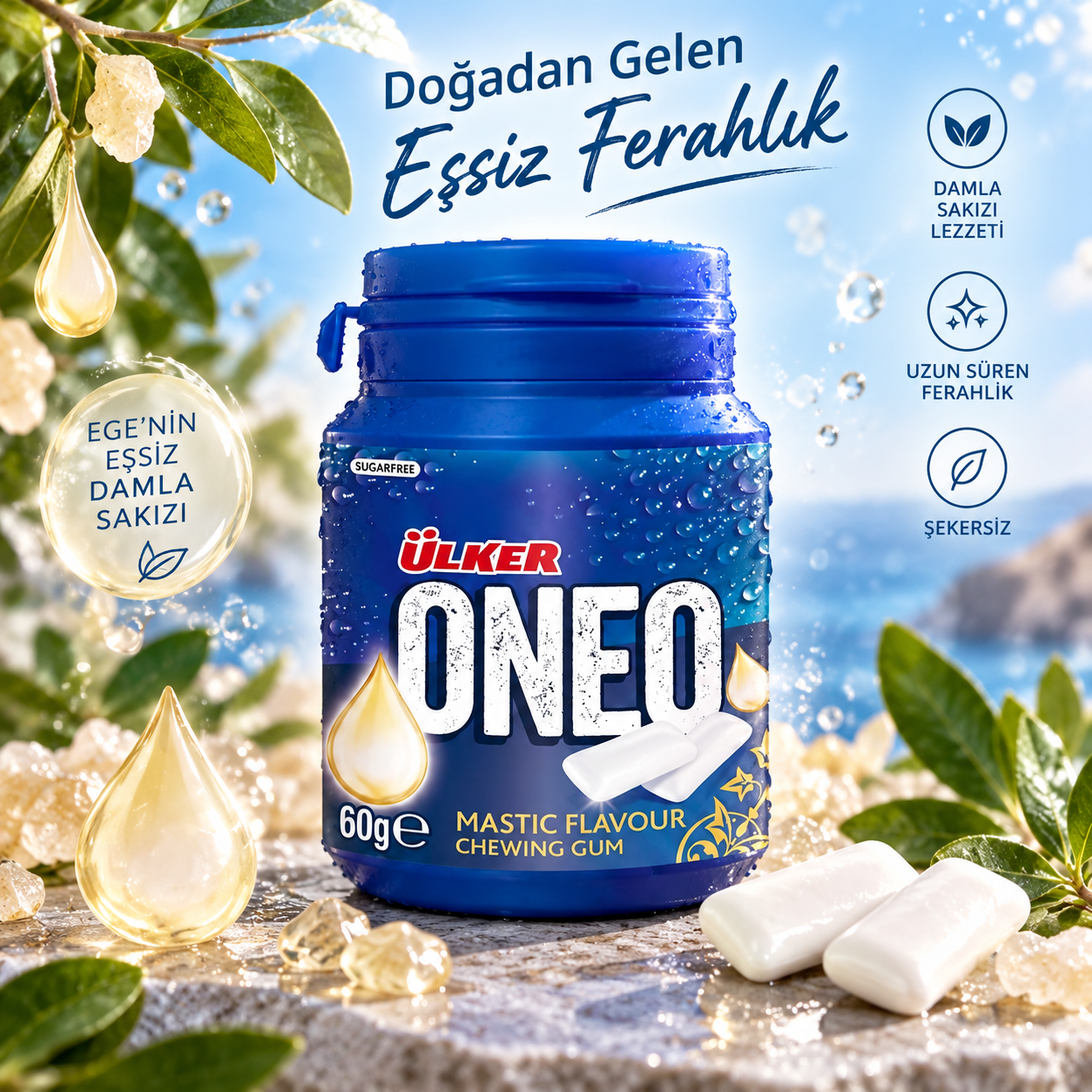 ÜLKER S.ONEO ŞİŞE DAMLA SAKIZLI 60GR 1646-04 1*12