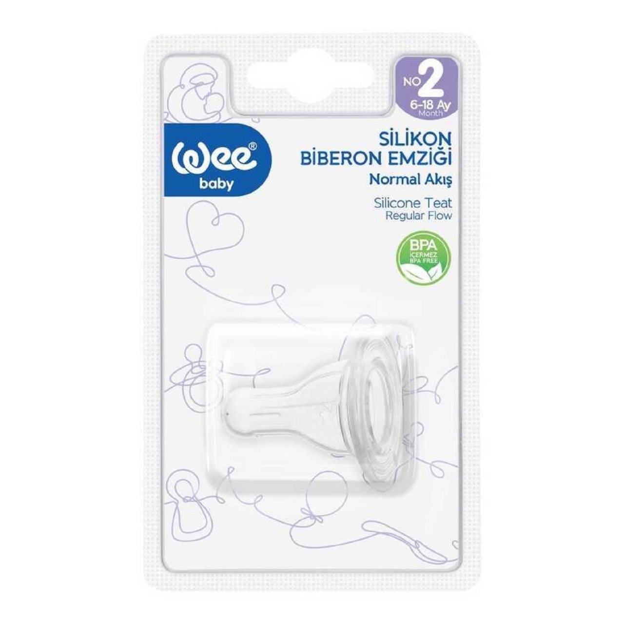 WEE BİBERON EMZİĞİ 821 SİLİKON NO:2 NORMAL AKIŞ 1*12