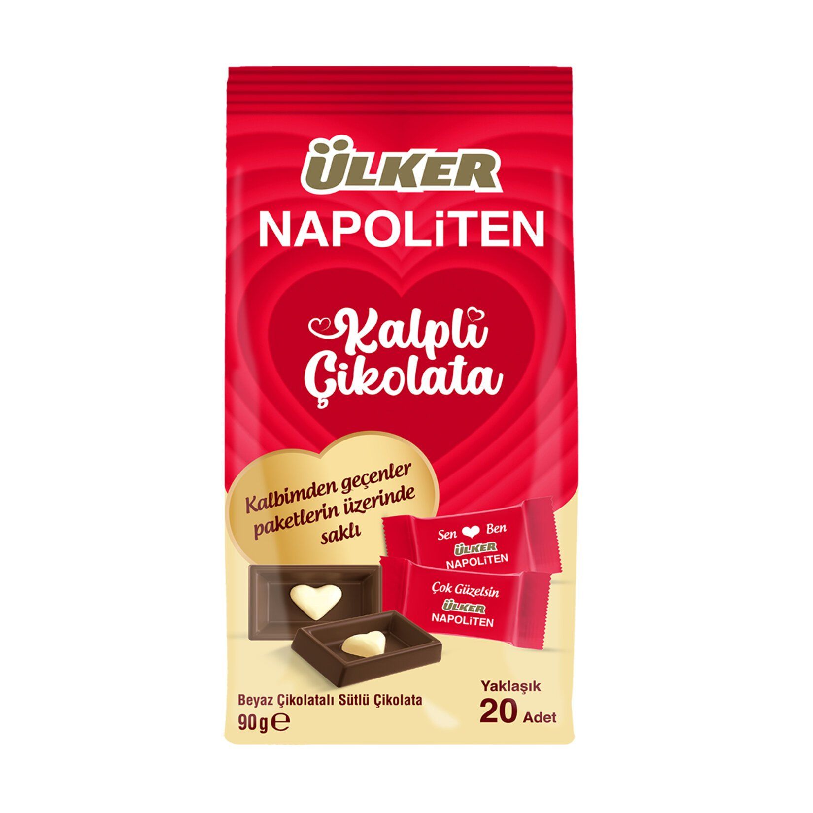 ÜLKER C.NAPOLİTEN 90GR KALPLİ POŞET ÇİK.20Lİ 232-02 1*12