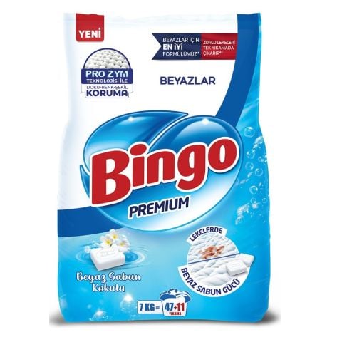 BİNGO M.7KG PREMIUM BEYAZ SABUN KOKULU BEYAZLAR 58YIKAMA 1*1