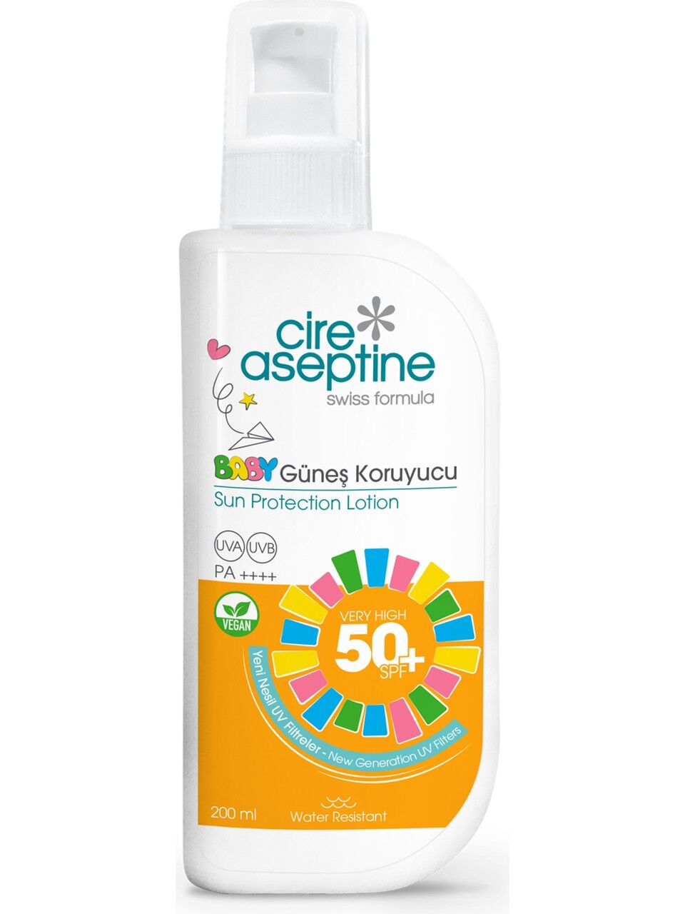 CİRE ASEPTİNE 200ML SPR.50+SPF BABY GÜNEŞ KORUYUCU 1*24