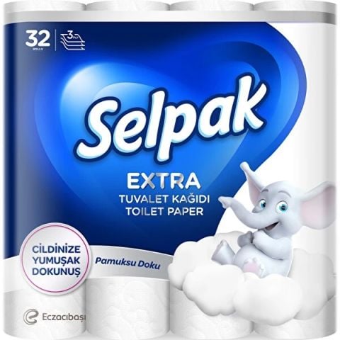 SELPAK TUVALET KAĞIDI 32'Lİ EXTRA PAMUKSU DOKU 3 KATLI 1*3