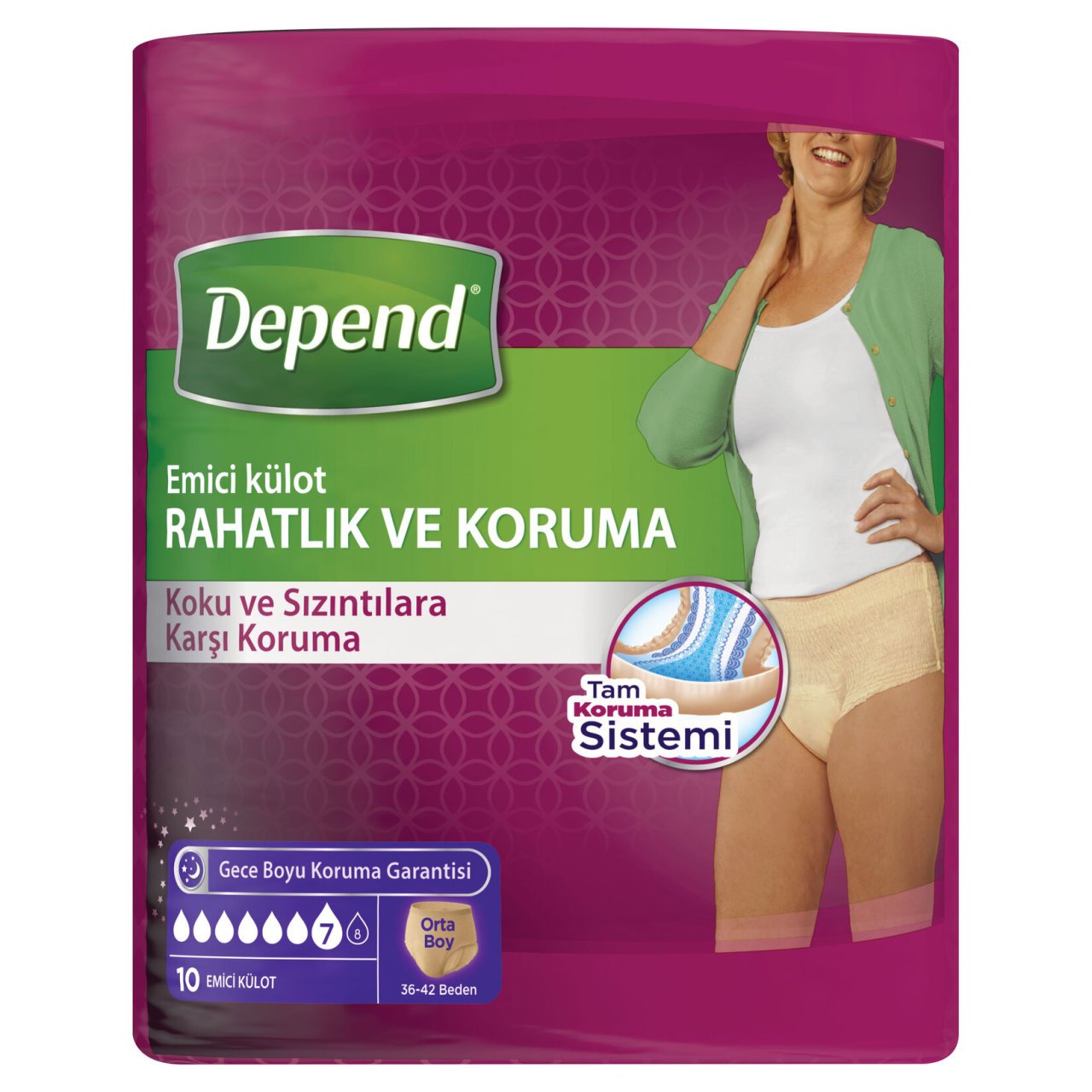 DEPEND EMİCİ KÜLOT KADIN ORTA BOY 10'LU 1*6