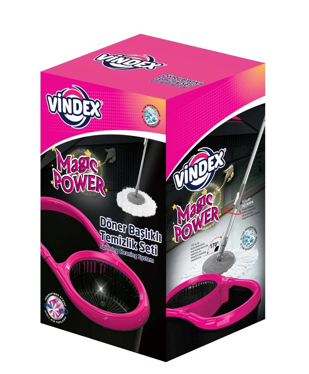VİNDEX P.OTO.TEMİZLİK SETİ MAGİC POWER DÖNER BAŞLIK+5Lİ SÜNGER HED. 1*1