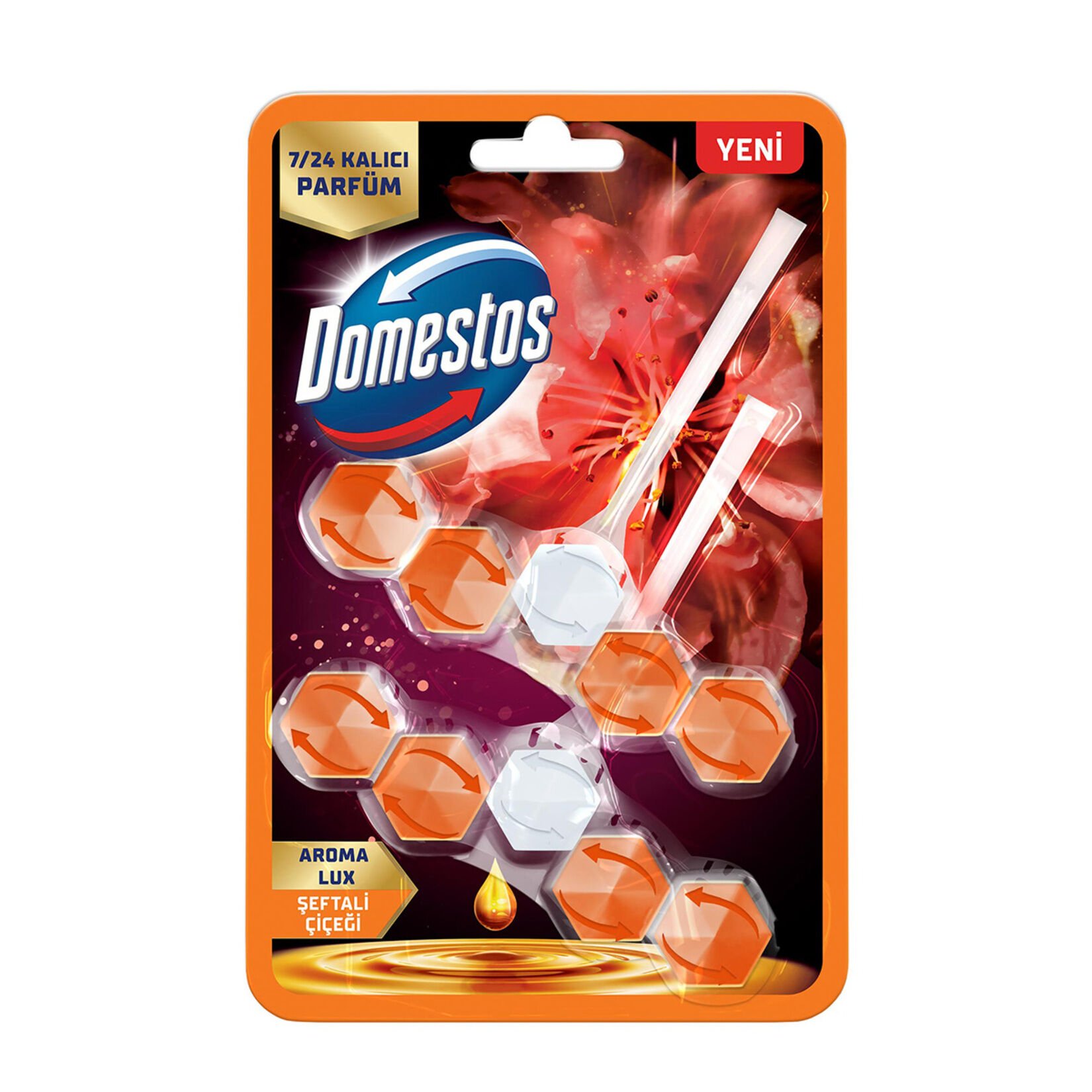 DOMESTOS WC BLOK 5'Lİ DUO ŞEFTALİ ÇİÇEĞİ AROMA LUX 2X50G 1*7