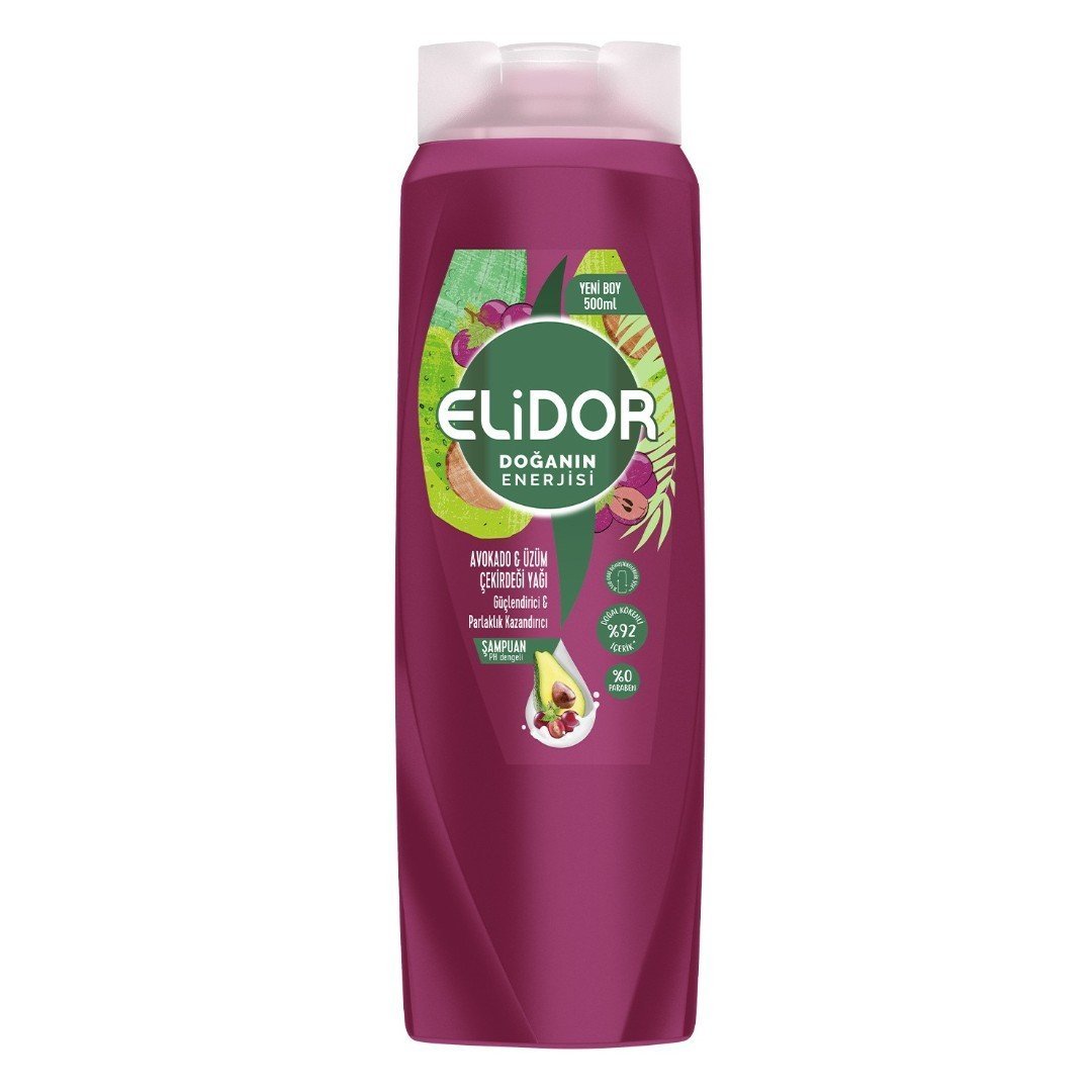 ELİDOR ŞAMPUAN 500ML DOĞ.EN.AVOKADO&ÜZÜM ÇEK.YAĞI 1*16