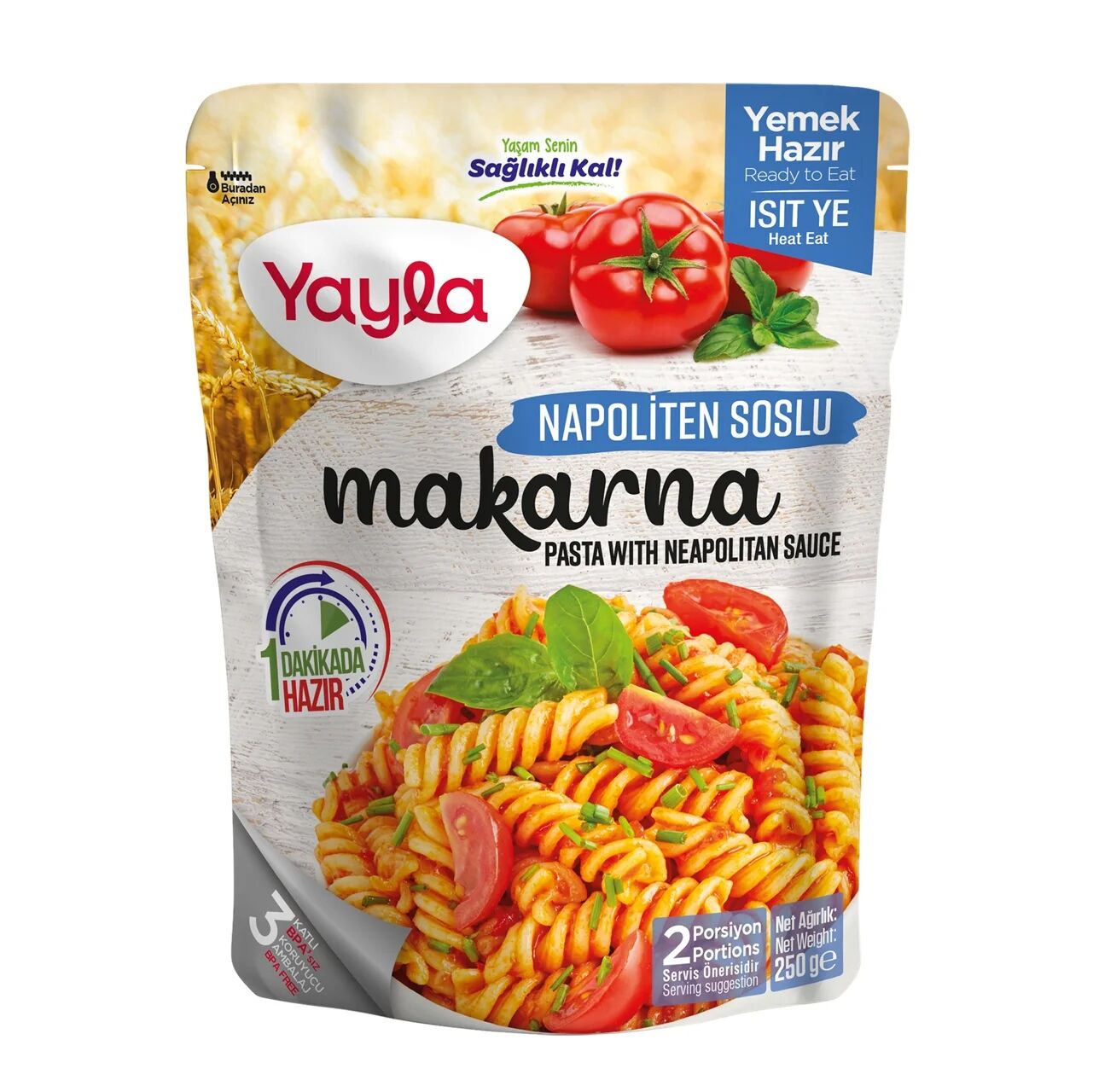YAYLA HAZIR MAKARNA NAPOLİTEN SOSLU 250G 1*12