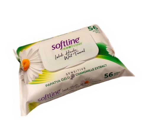 SOFTLİNE 56LI ISLAK HAVLU PAPATYA ÖZLÜ 1*20