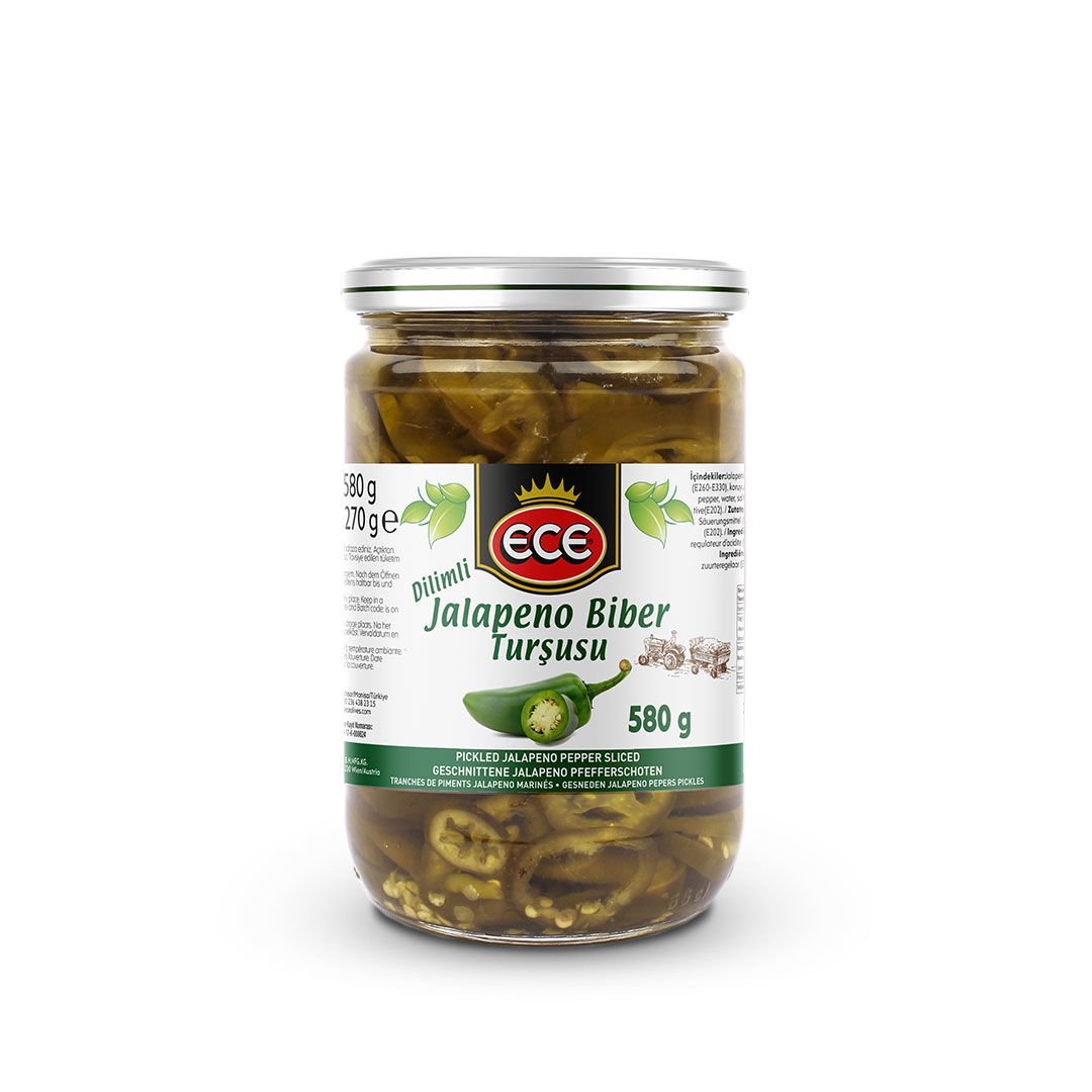 ECE TURŞU BİBER JALAPENO DİLİM TURŞU NET:580G SÜZ:270G CAM KOD:7656 1*12