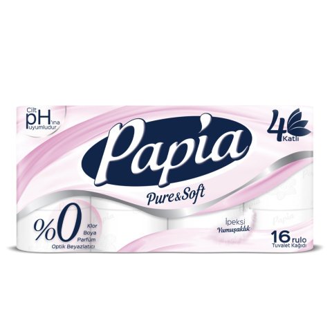 PAPİA TUVALET KAĞIDI 16'LI PURE& SOFT 4 KATLI 1*3