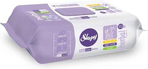 SLEEPY KİŞİSEL BAKIM HAVLUSU 100'LÜ YASEMİN LAVANTA HERBAL EL- YÜZ- VÜCUT KAPAKLI 1*12