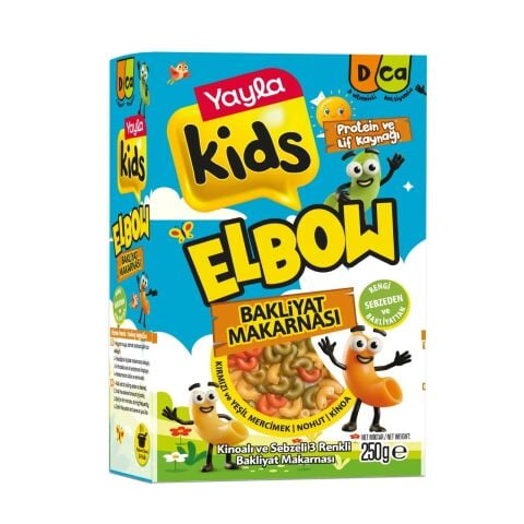 YAYLA MAKARNA BAKLİYAT 250G KİDS ELBOW KİNOALI & SEBZELİ 1*12