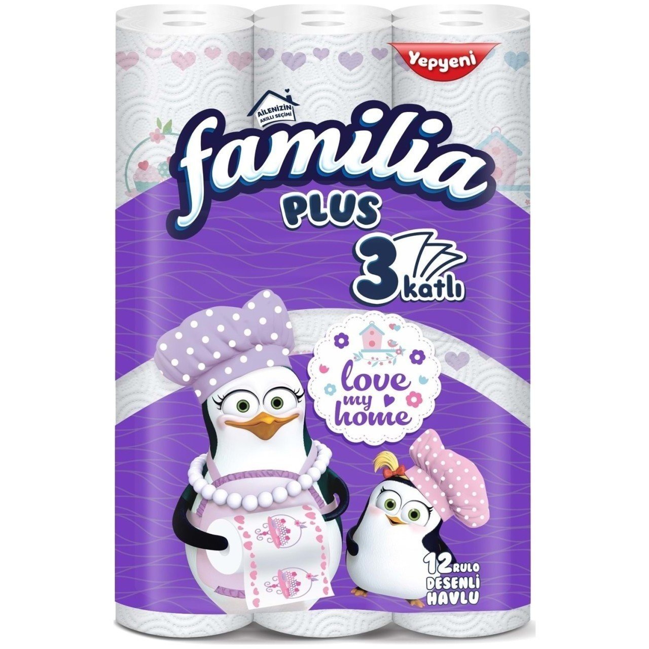 FAMİLİA H.12'Lİ HAVLU DESENLİ (MOR) 1*2