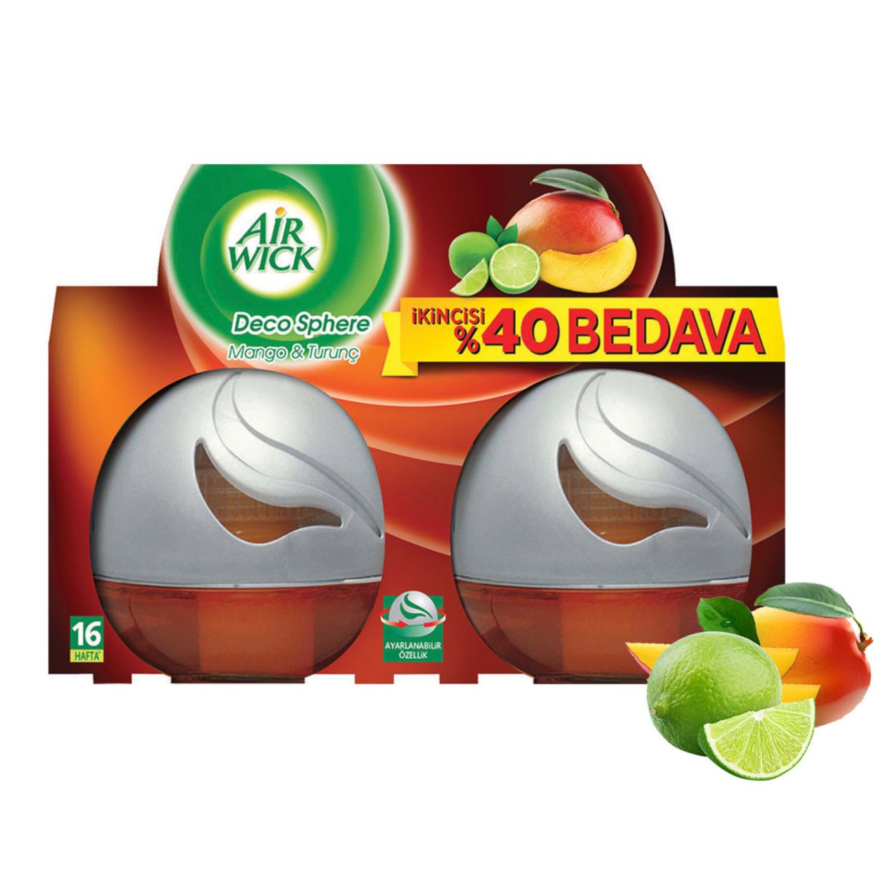 AİR WİCK DECOSPHERE 2Lİ GREYFURT/PORTAKAL 75ML*2 1*6