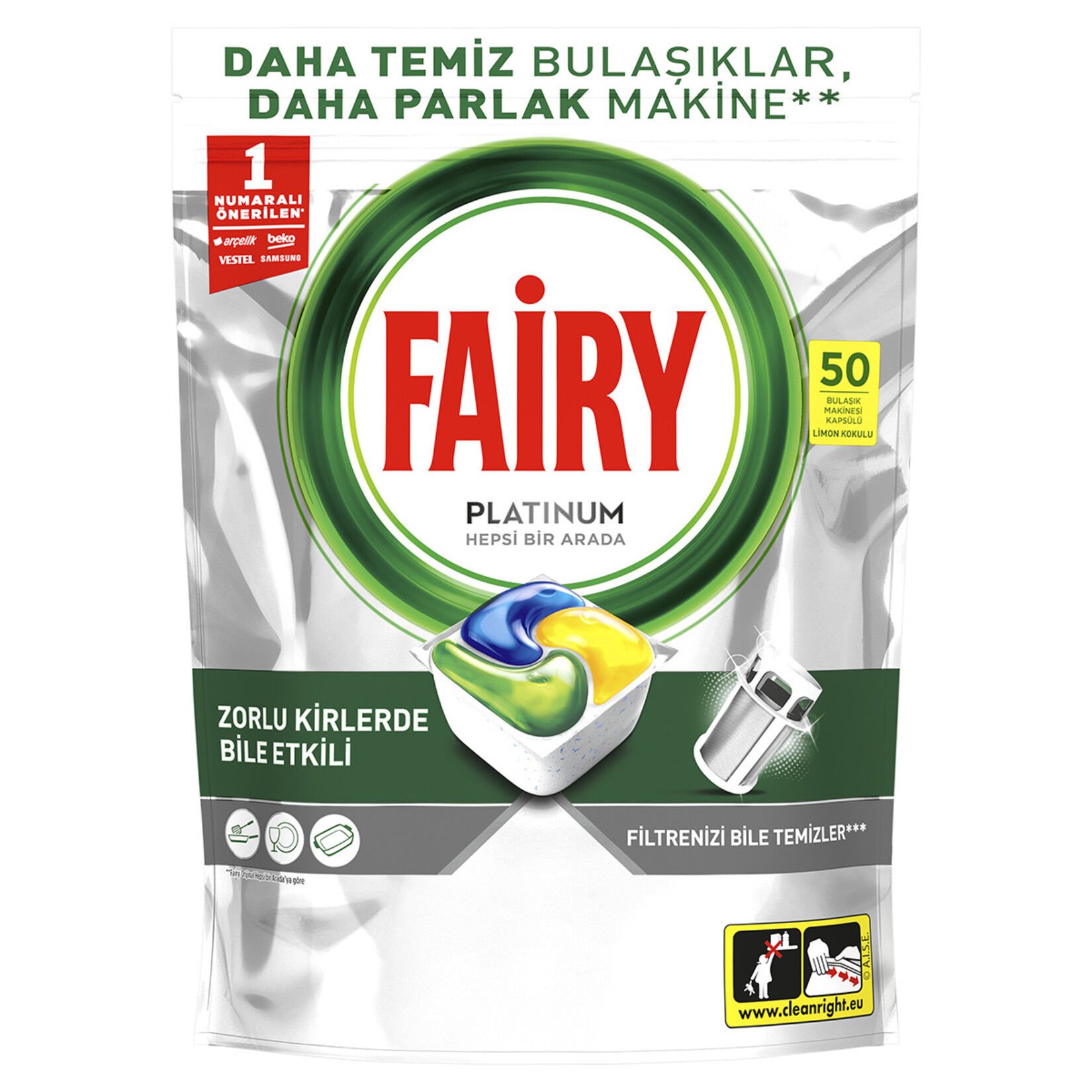 FAİRY KAPS.PLATINUM 50'Lİ H1A LİMON KOKULU 745G 1*4