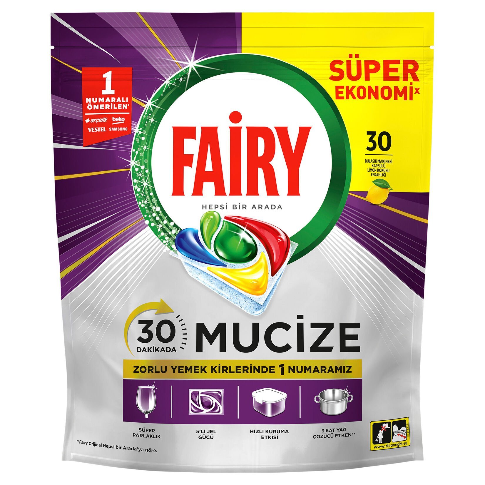 FAİRY KAPS.MUCİZE 30'LU LİMON 494G 1*5