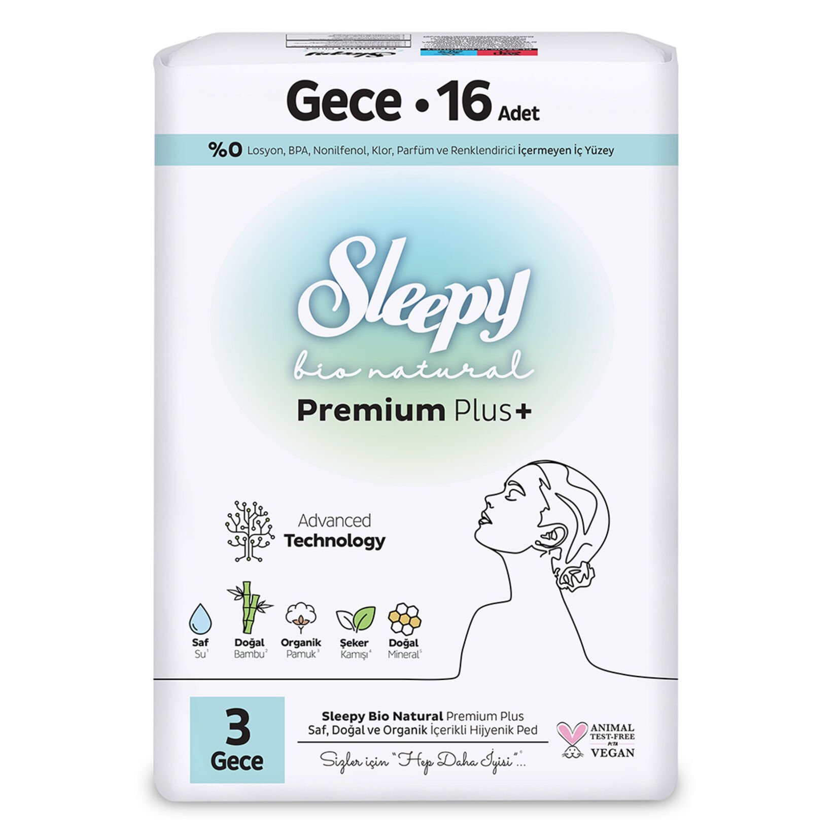 SLEEPY PED BİO SÜPER PREMİUM 3GECE 16'LI 1*16