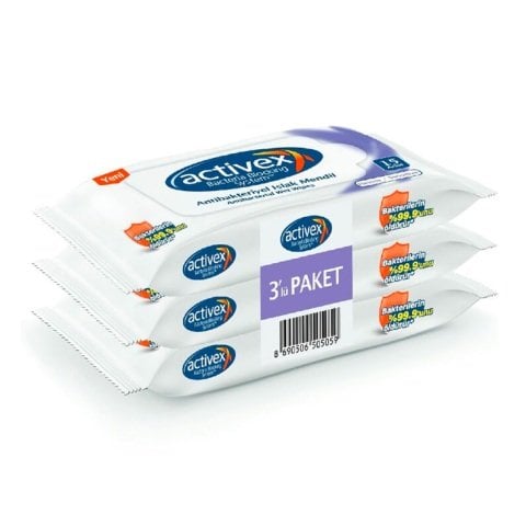 ACTİVEX ISLAK MENDİL 3X15'Lİ HASSAS ANTİBAKTERİYEL1*12