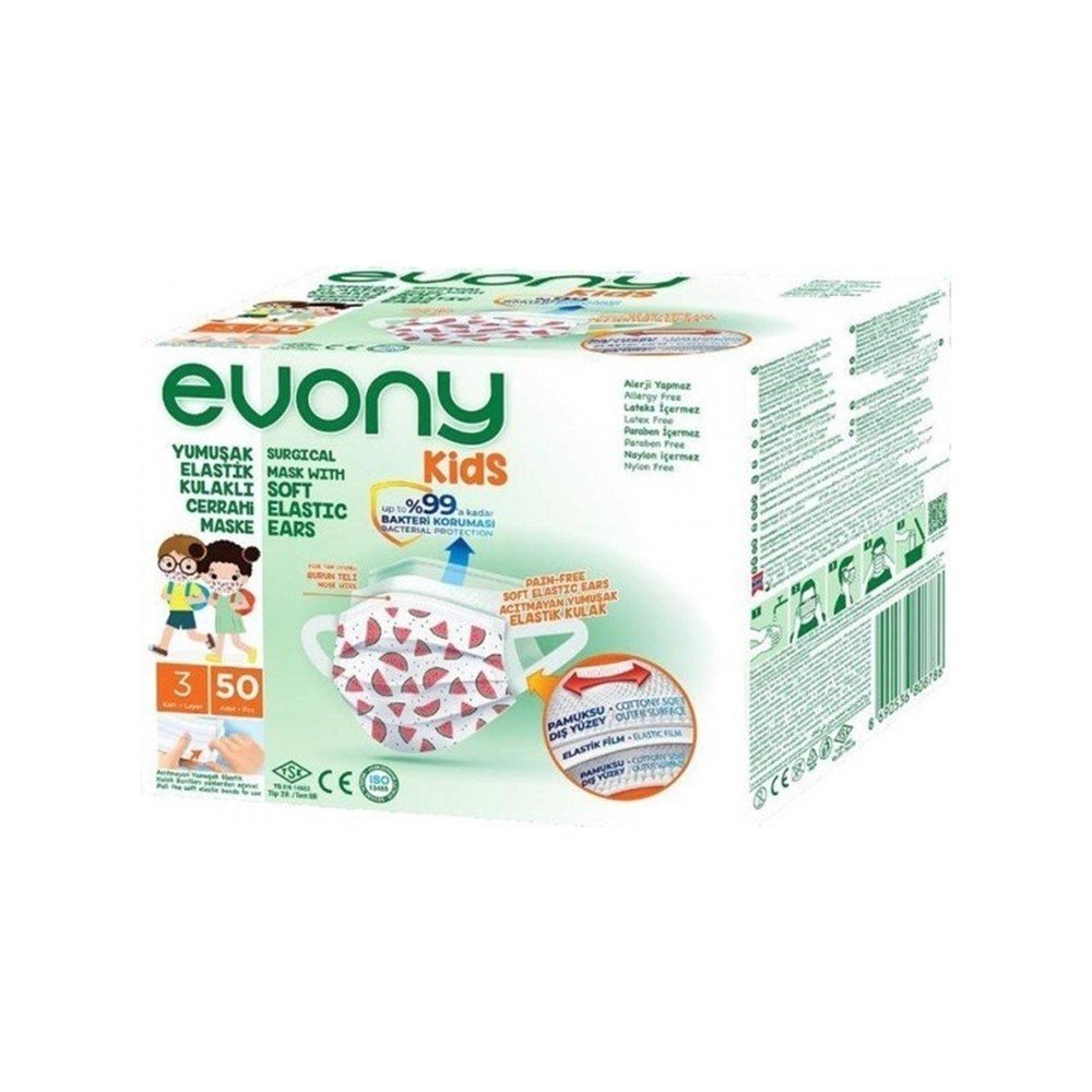 KORUYUCU 50Lİ EVONY MASKE KİDS YUM.CERRAHİ 3KATLI 1*40