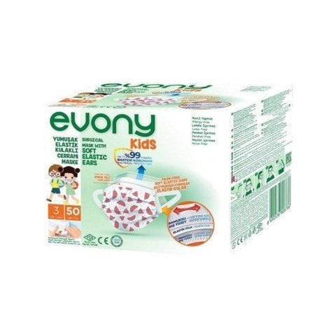 KORUYUCU 50Lİ EVONY MASKE KİDS YUM.CERRAHİ 3KATLI 1*40