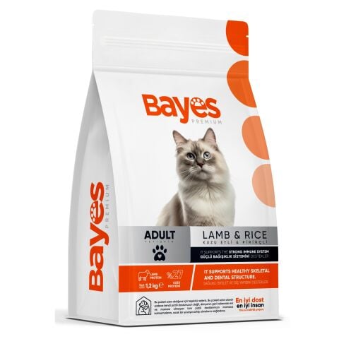 KEDİ M.BAYES 1,2KG KUZU ETLİ& PİRİNÇLİ YETİŞKİN POŞET 1*14