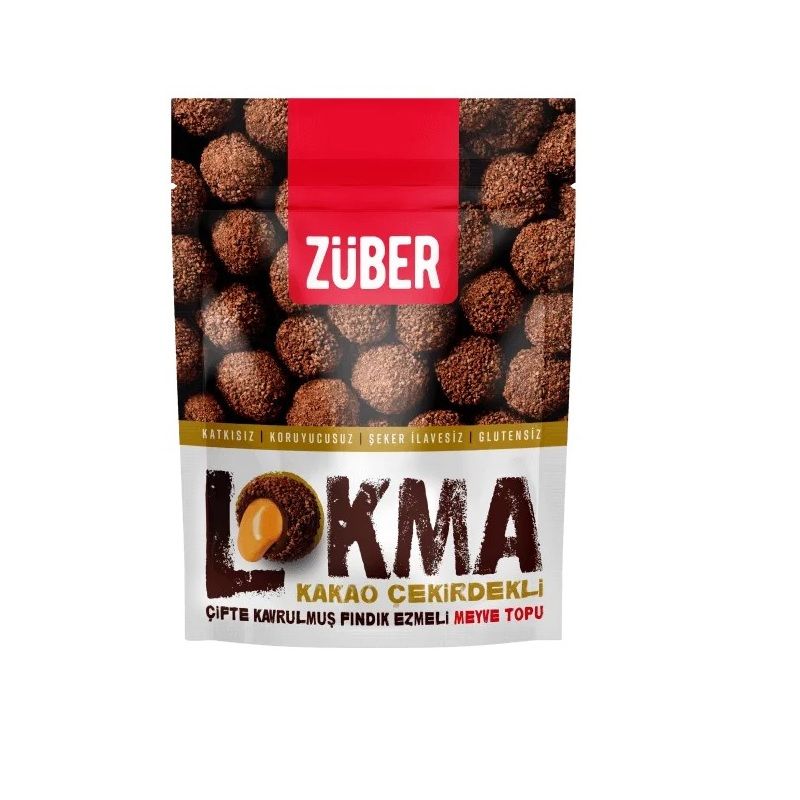 ZÜBER LOKMA MEYVE TOPU 96G KAKAO ÇEKİRDEKLİ 1*12
