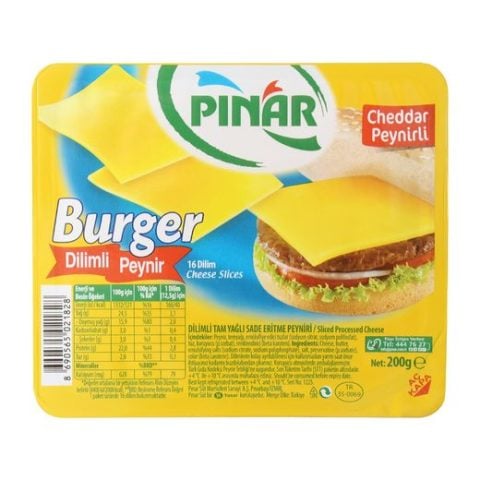 PINAR P.BURGER PEYNİRİ 200G 16 DİLİM 1*6