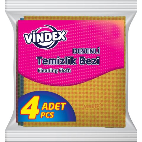 VİNDEX B.TEMİZLİK BEZİ 4'LÜ DESENLİ 1*24
