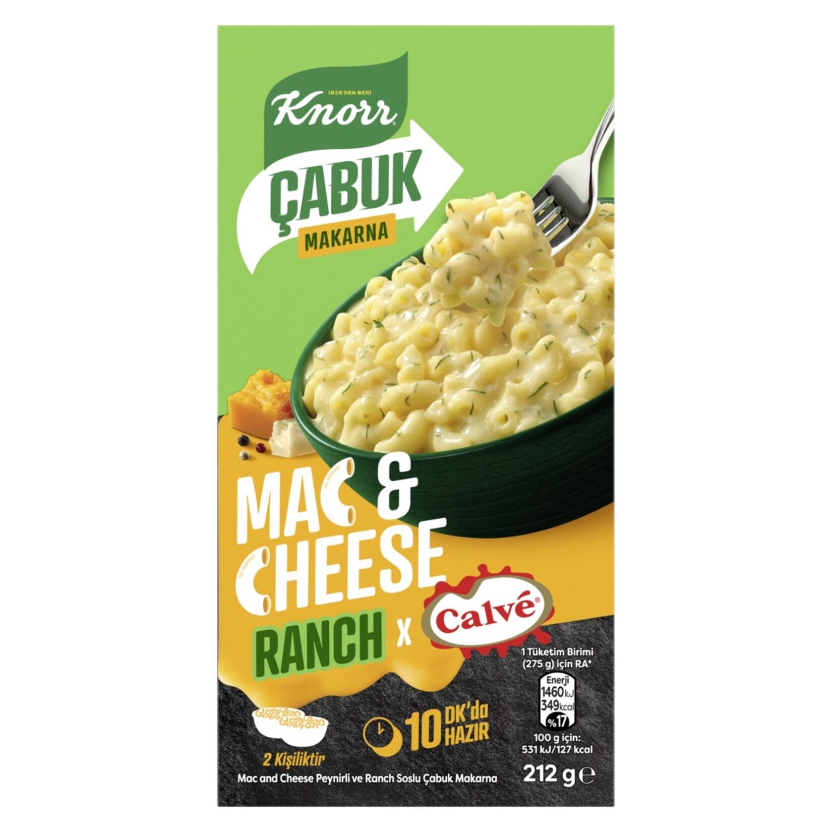 KNORR MAK.ÇABUK MAC&CHEESE 212G RANCH SOSLU MAKARNA 1*12