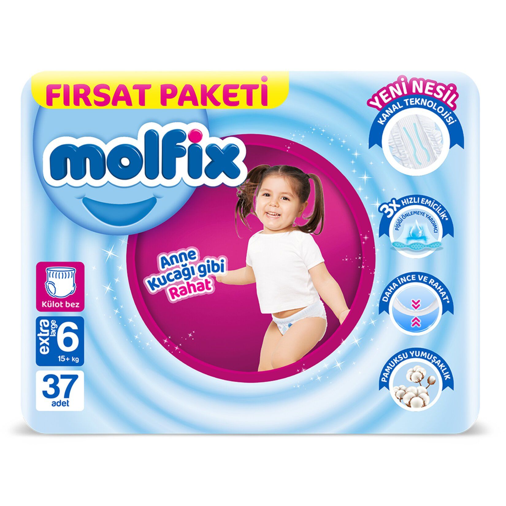 MOLFİX KÜLOT BEZ FIRSAT 6 EXTRA LARGE 15+ 37'Lİ 1*4