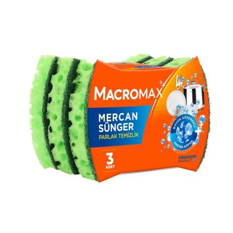 MACROMAX BULAŞIK SÜNGERİ MERCAN 3'LÜ 2025246 1*12