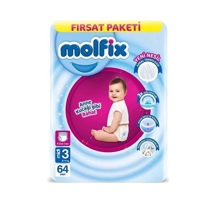 MOLFİX KÜLOT BEZ FIRSAT 3 MİDİ 6-11KG 64'LÜ 1*3