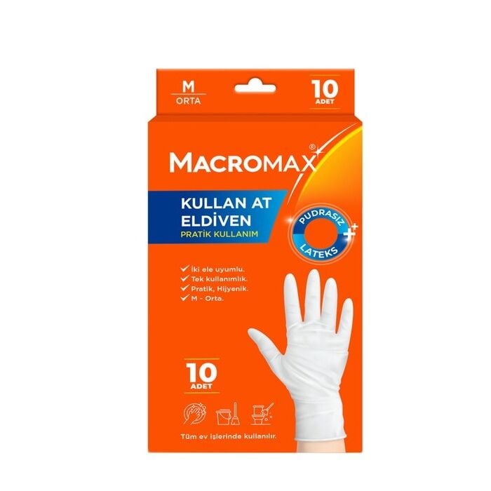 MACROMAX ELDİVEN KULLAN AT 10'LU ORTA PUDRASIZ 2025905 1*12
