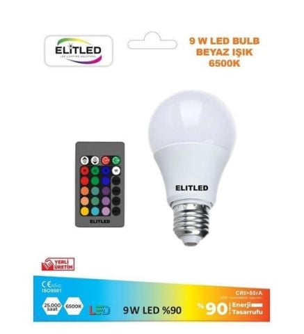 AMPUL ELİTLED 9W KUMANDALI RGB AMPUL 1*