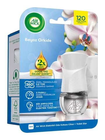 AİR WİCK ODA KOKUSU CİHAZ+ YEDEK 19ML BEYAZ ORKİDE ELEKTRİKLİ 1*6