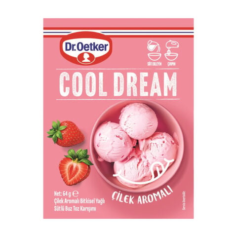 DR.OETKER COOL DREAM ÇİLEK AROMALI SÜTLÜ BUZ TOZ 64G 1*12