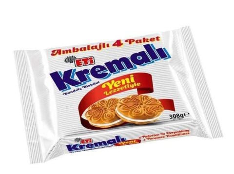 ETİ B.KREMALI 4LÜ SANDVİÇ BİSKÜVİ 308G 2830100 1*18