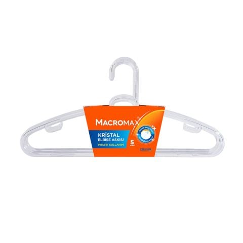 MACROMAX ELBİSE ASKISI 5'Lİ KRİSTAL 2025913 1*12