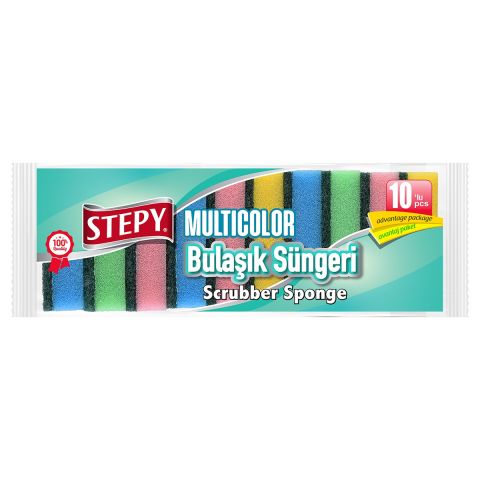 STEPY BULAŞIK SÜNGERİ RENGARENK DÜZ 10'LU 1*24