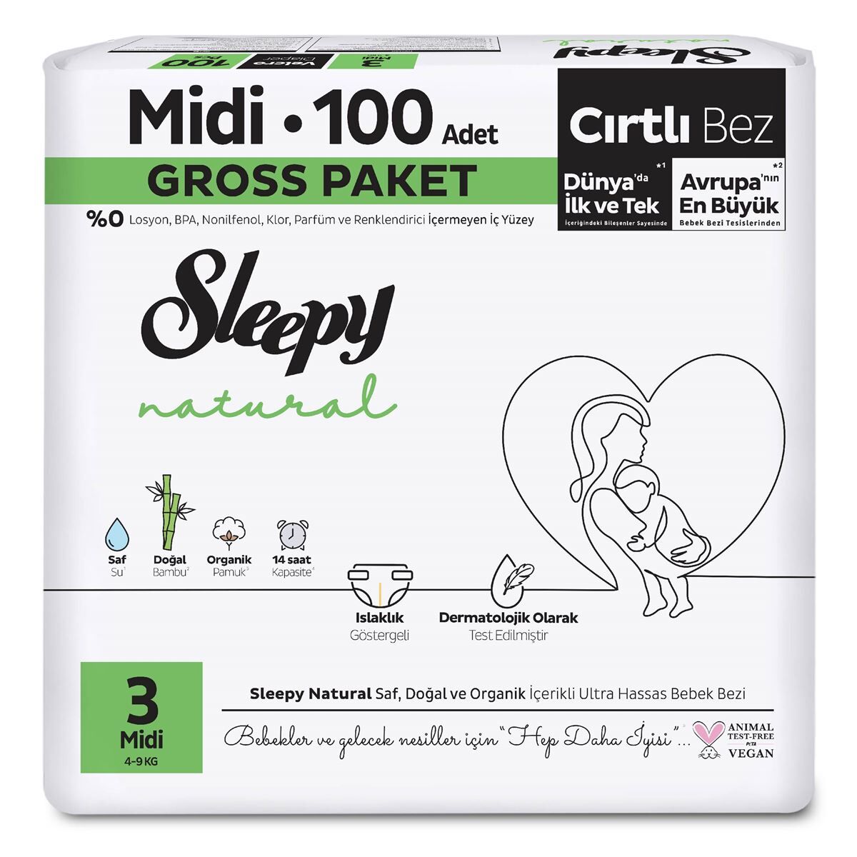 SLEEPY B.GROSS 3MİDİ 4-9KG 100'LÜ CIRTLI 1*4