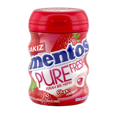 MENTOS S.PURE ÇİLEK AROMALI SAKIZ KUTU 60GR 1*4